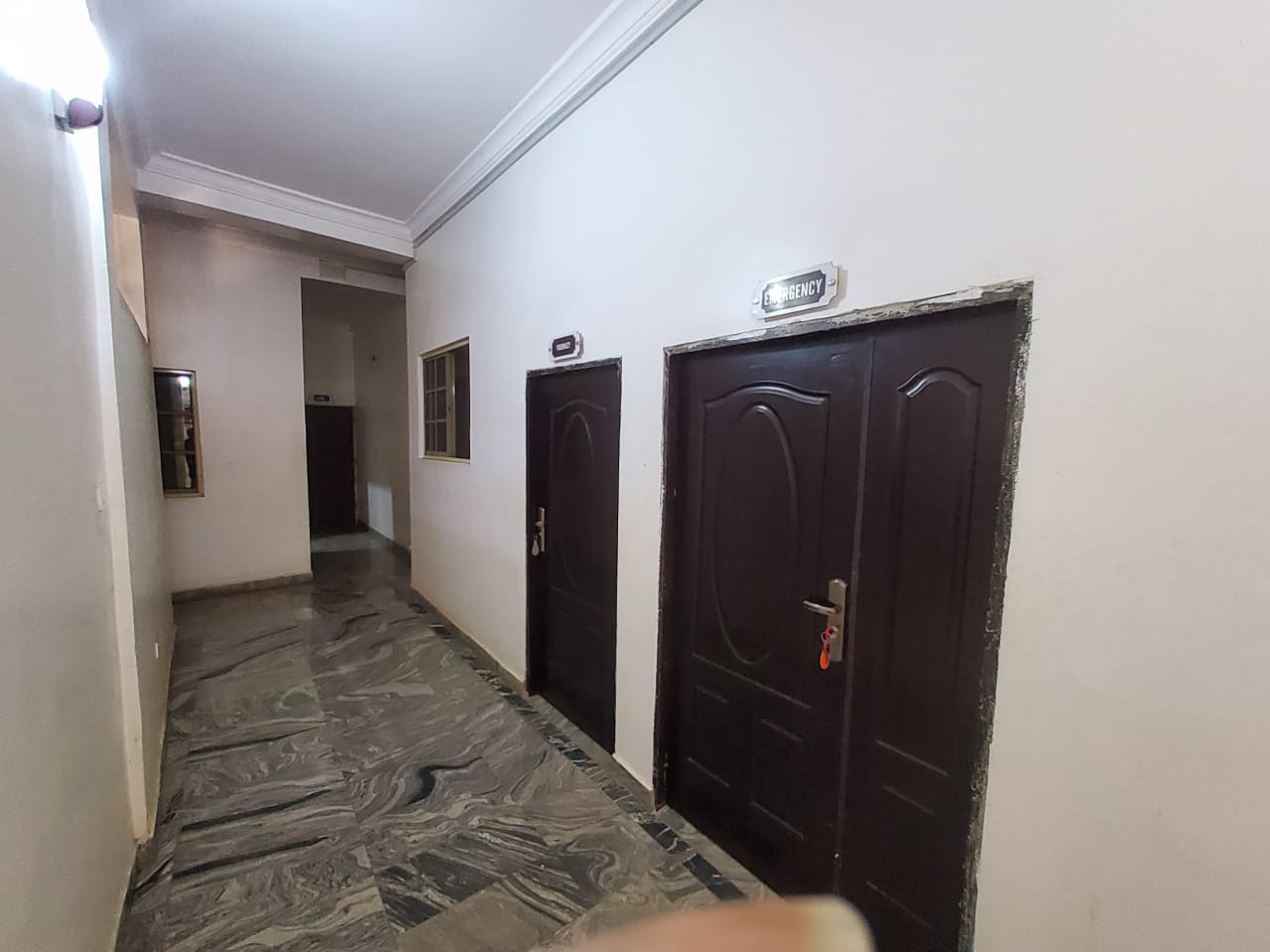 Hospital corridor leading to emergency room